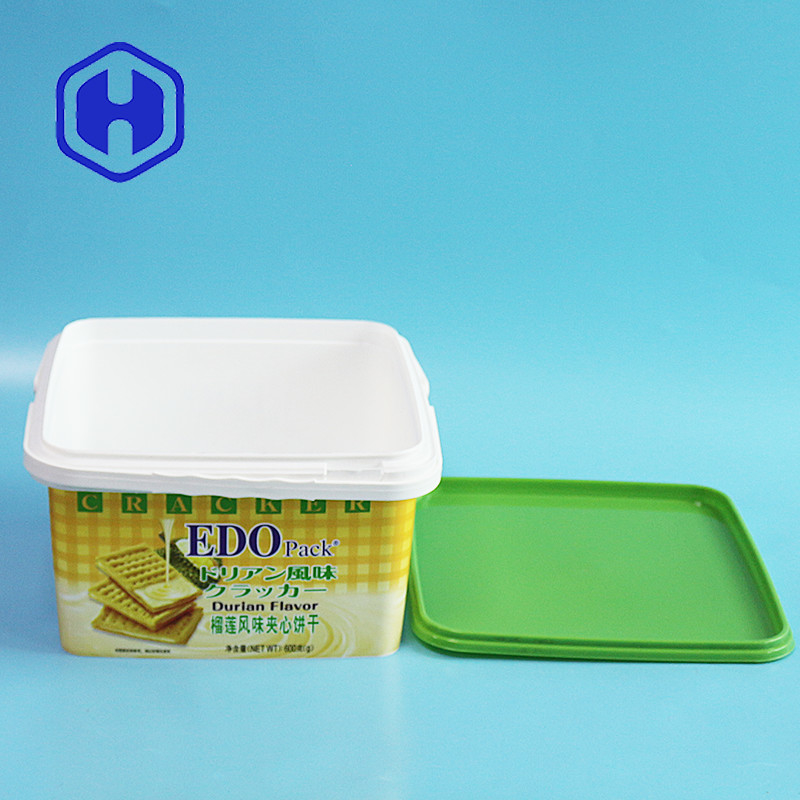 Container de luxe décoratif IML en plastique Noël fromage biscuits emballage Cracker Box