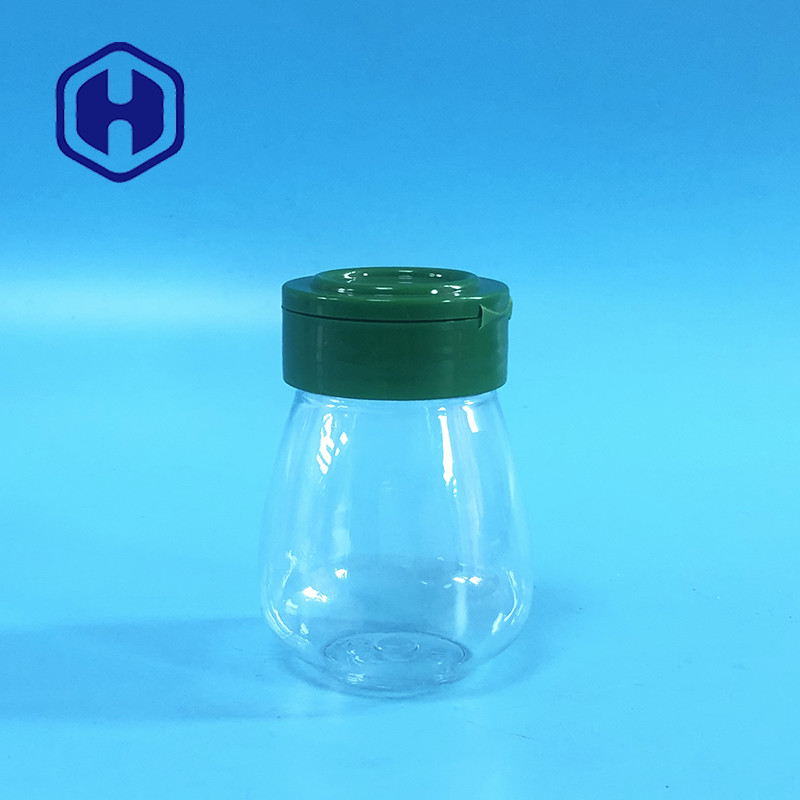 Petit pot d' épices en plastique vide en PET rond au sel et au poivre 100 ml avec couvercle à flipper 6 trous