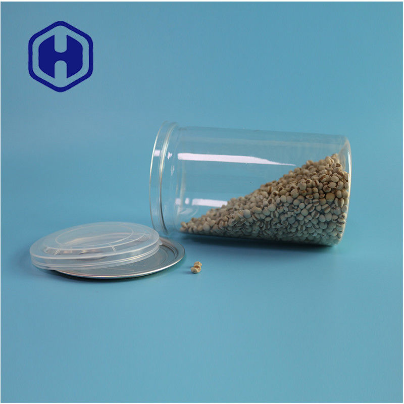 Produits de mer Noix Produits alimentaires sûrs Transparents Recyclable Ronde PET Cannes alimentaires avec facile ouverture