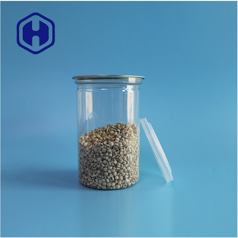 Produits de mer Noix Produits alimentaires sûrs Transparents Recyclable Ronde PET Cannes alimentaires avec facile ouverture