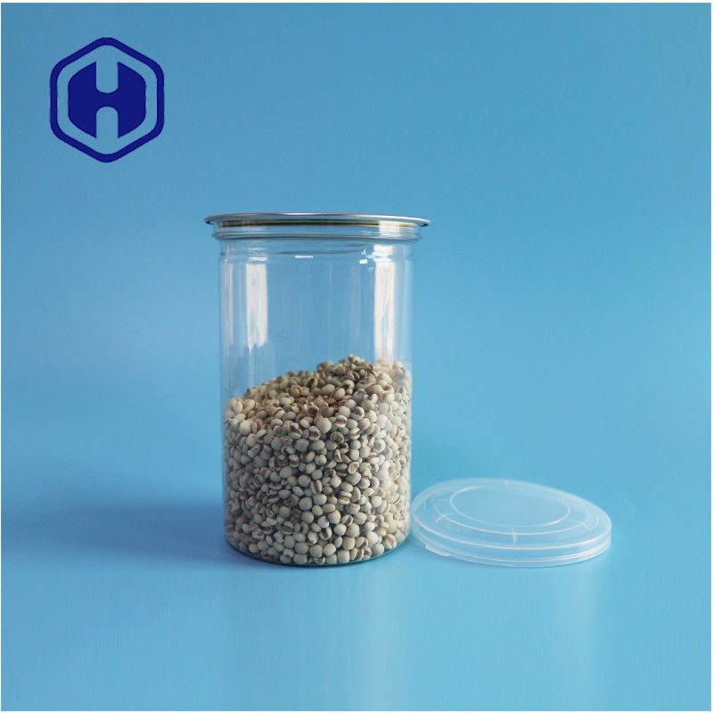 Produits de mer Noix Produits alimentaires sûrs Transparents Recyclable Ronde PET Cannes alimentaires avec facile ouverture