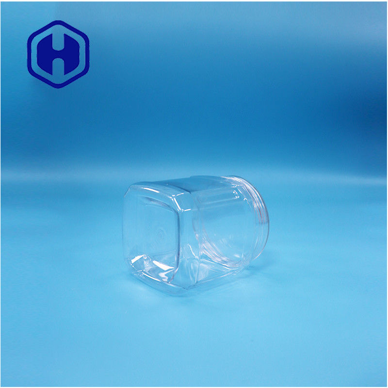 Produits alimentaires en PET carré clair Noix de sucre bonbons gomme à mâcher biscuits Oat Twist Jar