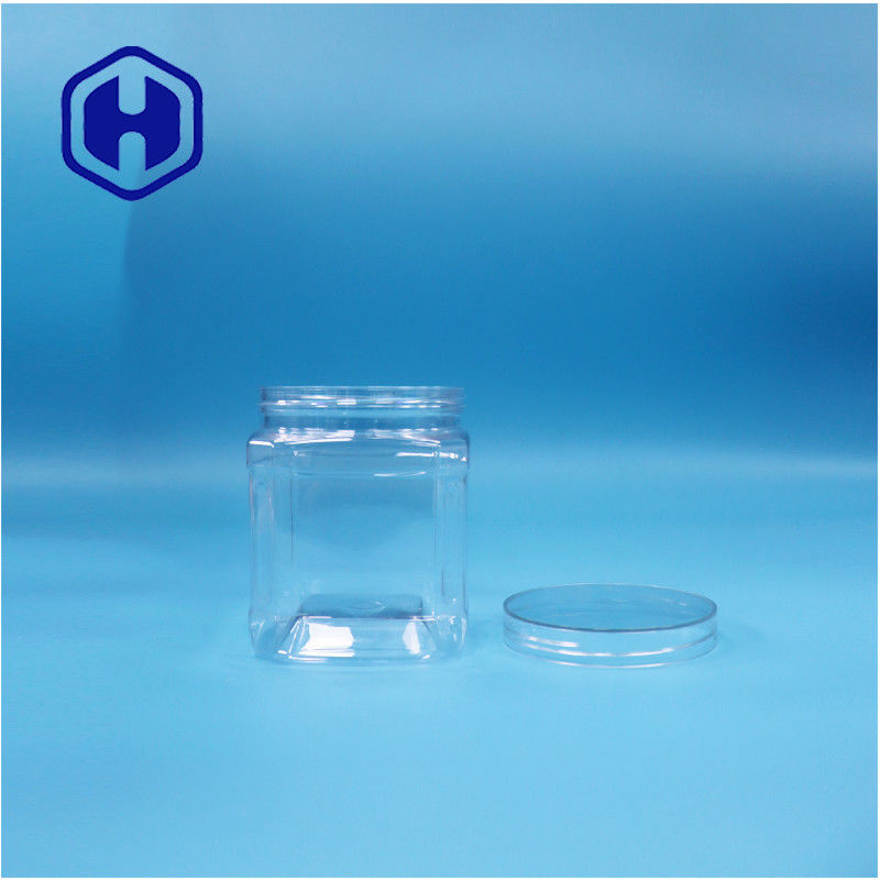 Produits alimentaires en PET carré clair Noix de sucre bonbons gomme à mâcher biscuits Oat Twist Jar