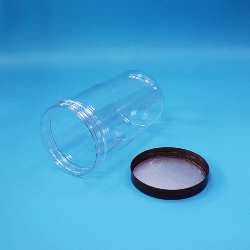 Plastique rond clair PET Snacks Fruit Food Bonbons Boîtes de conserve à vis normale