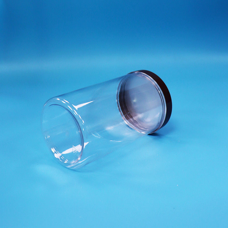 Plastique rond clair PET Snacks Fruit Food Bonbons Boîtes de conserve à vis normale