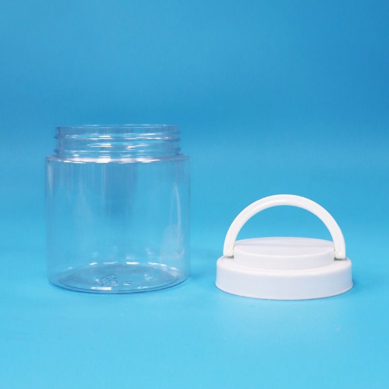 Facile ouverte transparente ronde de nourriture pour bébés graines de noix bonbons pots en plastique PET vis couvercle