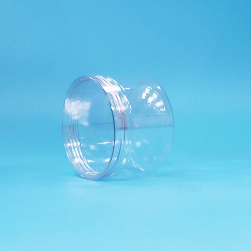 Pot en plastique PET cylindrique transparent à ouverture facile avec couvercle à vis pour fruits secs, bonbons et biscuits