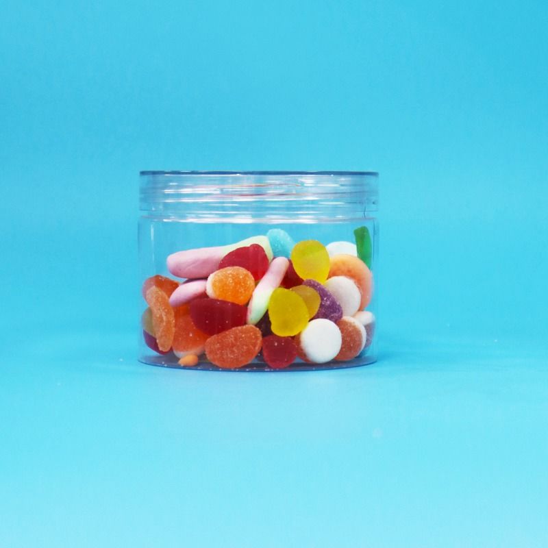 Produits à base de plastique PET transparents Produits à base de plastique sec Produits à base de bonbons Cookies Noix Jars cadeau Boîtes à vis Couvercles plats