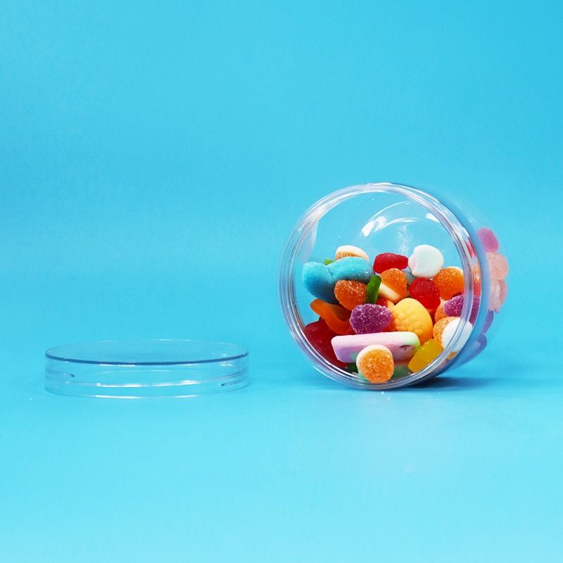 Produits à base de plastique PET transparents Produits à base de plastique sec Produits à base de bonbons Cookies Noix Jars cadeau Boîtes à vis Couvercles plats