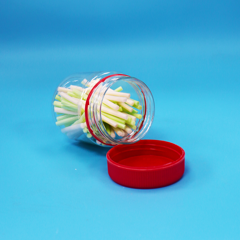 Produit alimentaire vis couvercle rouge vide Petit plastique clair doux conserveurs en PET à vendre