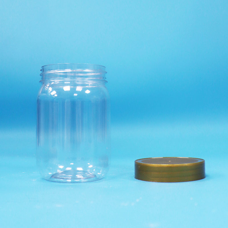 Pot transparent de forme cylindrique ronde pour aliments pour animaux de compagnie, sucette, miel, biscuit, pot en plastique, couvercle à vis marron