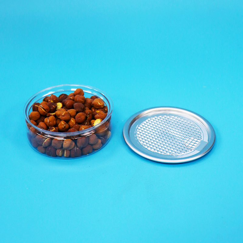Boîte en plastique en PET en fer blanc simple à ouvrir, ronde, pour les aliments, bonbons, biscuits et collations