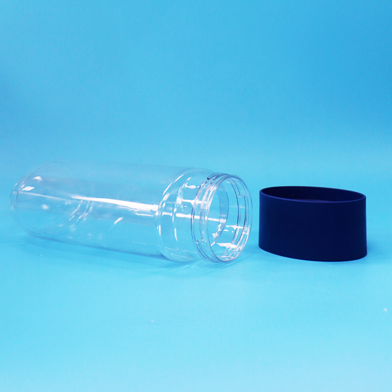Pot à biscuits en plastique PET transparent de forme ovale avec bouchon inviolable sans BPA