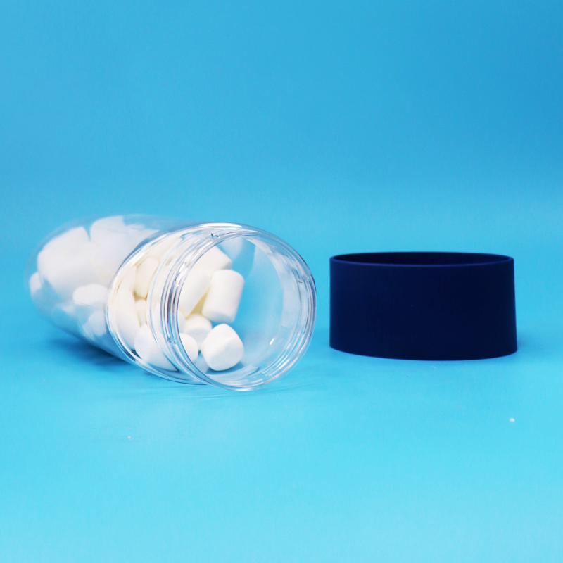 Pot de bonbons en plastique PET transparent de forme ovale avec bouchon inviolable