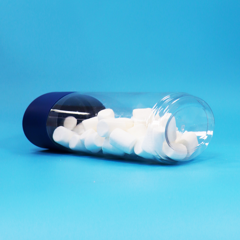 Pot de bonbons en plastique PET transparent de forme ovale avec bouchon inviolable