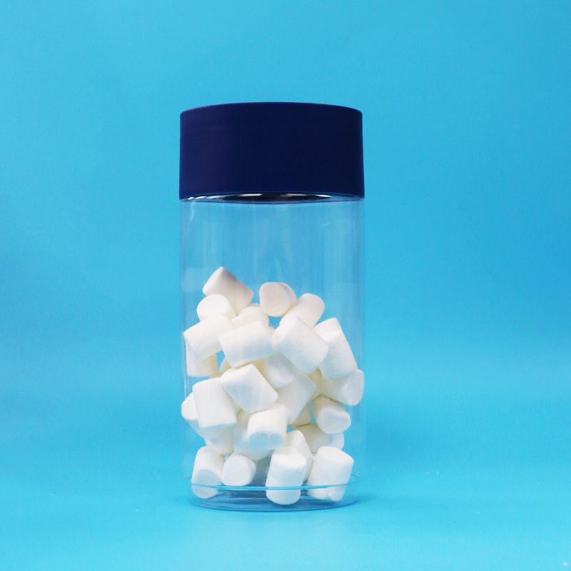 Pot de bonbons en plastique PET transparent de forme ovale avec bouchon inviolable