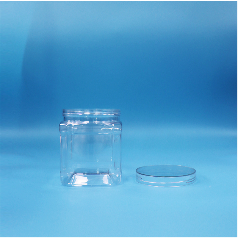Pot carré transparent de 500 ml en PET pour figues séchées, flocons de noix de coco, lanières d'aubépine