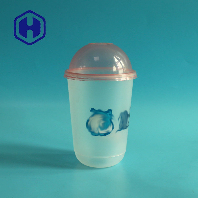 Tasse en plastique de impression faite sur commande de thé de bulle de lait de forme d'IML pp U pour Juice Cold Coffee