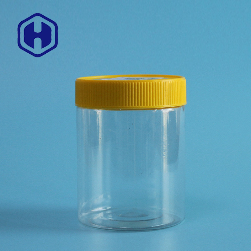Les écrous libres de Bpa coulent le rond droit transparent en plastique d'ANIMAL FAMILIER du pot 350ml de preuve avec le couvercle