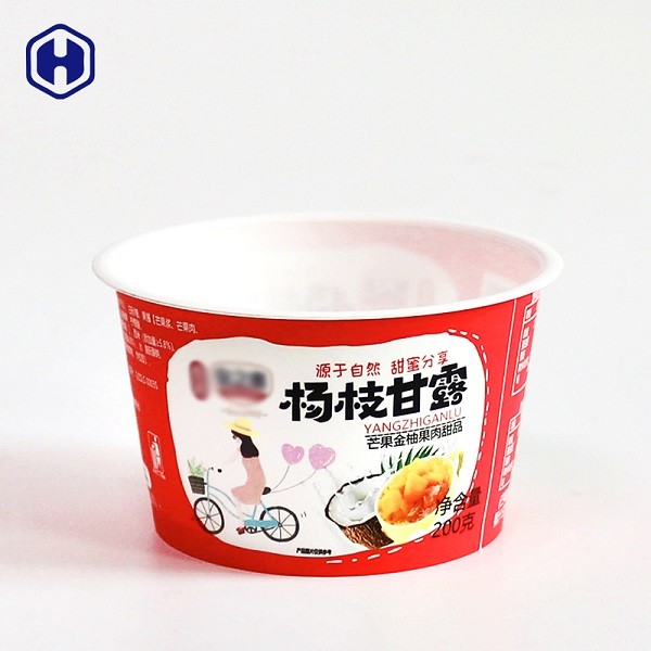 Tasses compostables empilables de yaourt de récipients en plastique de la pulpe IML de fruit