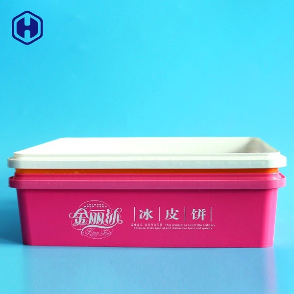 emballage carré hermétique en plastique de couverture de conteneur de nourriture du gâteau pp de lune de boîte de 87oz IML