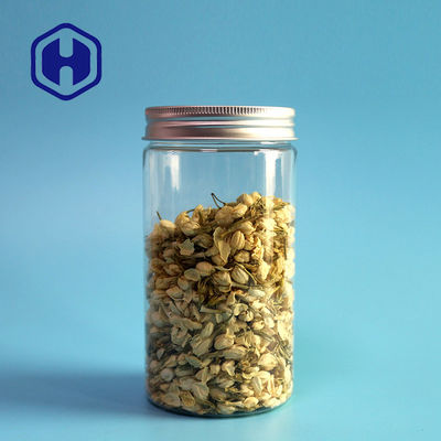 Autour du pot en plastique transparent de casse-croûte directement de 70mm avec la couverture en aluminium 490ml