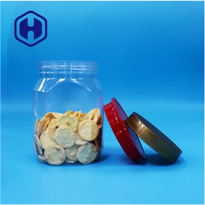 Hexagone clair en forme unique Noix de plastique Bonbons Aliments séchés Bocal à vis couvercle supérieur