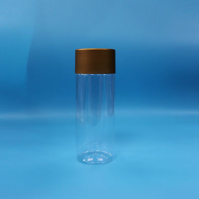 Des biscuits en plastique PET transparents, des noix, des bonbons, des cylindres hauts, des bocaux ronds, des bouchons à vis.