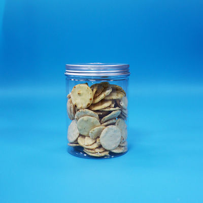 Produits alimentaires sur mesure biscuits à la confiture PET plastique transparent Jars rondes en aluminium Couvercles plats