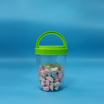 Gros bouchon rond vert à poignée bonbons Jars de nourriture en plastique PET transparentes