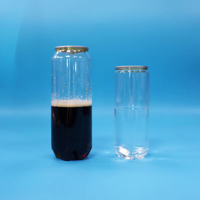 Canette de boisson gazeuse en PET transparente vide et scellable avec couvercle en aluminium facile à ouvrir 500 ml 330 ml