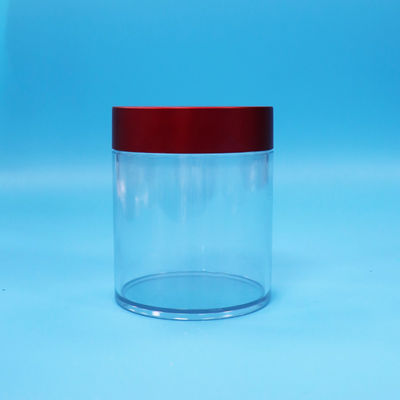 BPA libre Noix de bonbon de biscuits de qualité alimentaire en PET en plastique transparent en pot à vis couvercle rouge