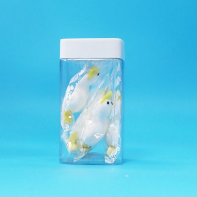 Couvercle blanc carré Transparent PET vide Plastique alimentaire Bonbons biscuits Bouteille de qualité alimentaire