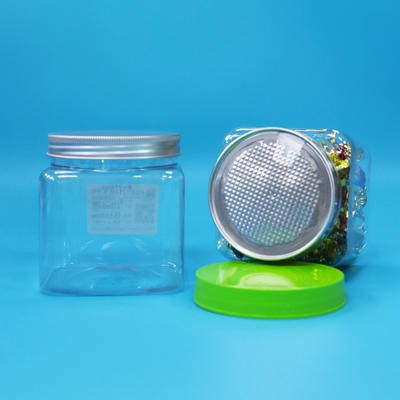 Pot carré transparent en plastique PET hermétique, vis en plastique, bonbons, biscuits, qualité alimentaire