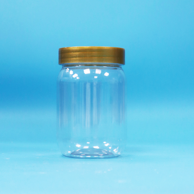 Pot transparent de forme cylindrique ronde pour aliments pour animaux de compagnie, sucette, miel, biscuit, pot en plastique, couvercle à vis marron