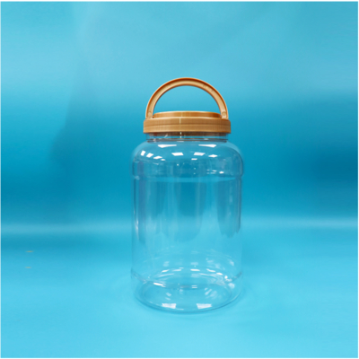 Pot à cuillère pour lait en poudre en plastique PET à large ouverture, rond et transparent, avec bouchon et poignée sans BPA