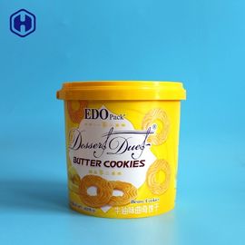 Le seau crème du biscuit IML adaptent le conteneur aux besoins du client en plastique vide jaune de cylindre
