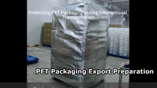 Processus d'emballage d'exportation protégeant les emballages PET de qualité alimentaire pour une livraison mondiale