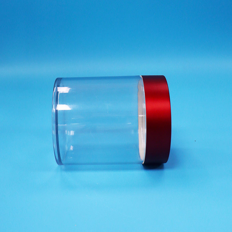 Produits alimentaires bonbons biscuits en morceaux Figues transparentes en PET en plastique rond Jar vis couvercle rouge