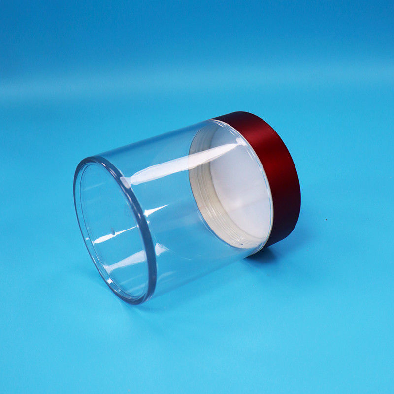 Produits alimentaires bonbons biscuits en morceaux Figues transparentes en PET en plastique rond Jar vis couvercle rouge