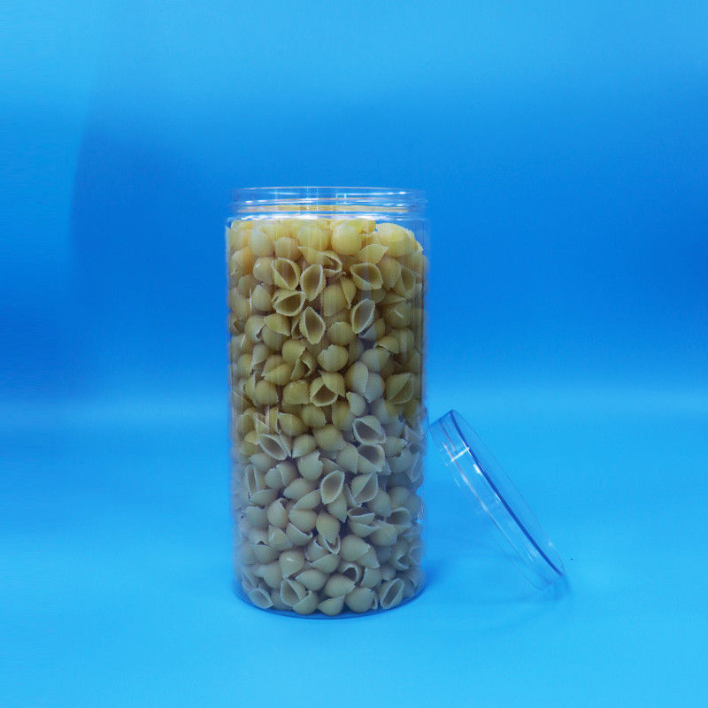 Produit alimentaire Clair PET cylindre rond plastique bonbons biscuits bocal alimentaire vis Cap clair