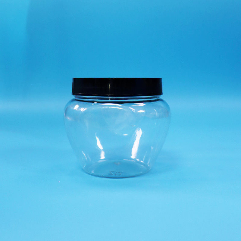 Forme unique en plastique PET transparent scellé bonbons de nourriture pot de biscuits en plastique vis à couvercle plat