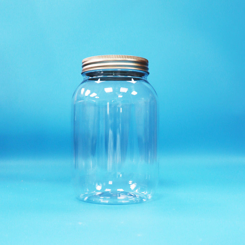 Grade alimentaire PET clair en plastique rond pot en aluminium vis plaque pour les noix de bonbons alimentaires