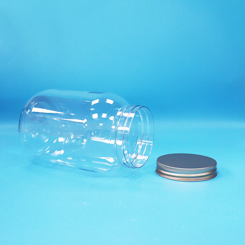 Grade alimentaire PET clair en plastique rond pot en aluminium vis plaque pour les noix de bonbons alimentaires