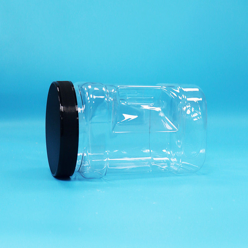 Fruits secs clairs et noix carrés en plastique en PET avec couvercle noir