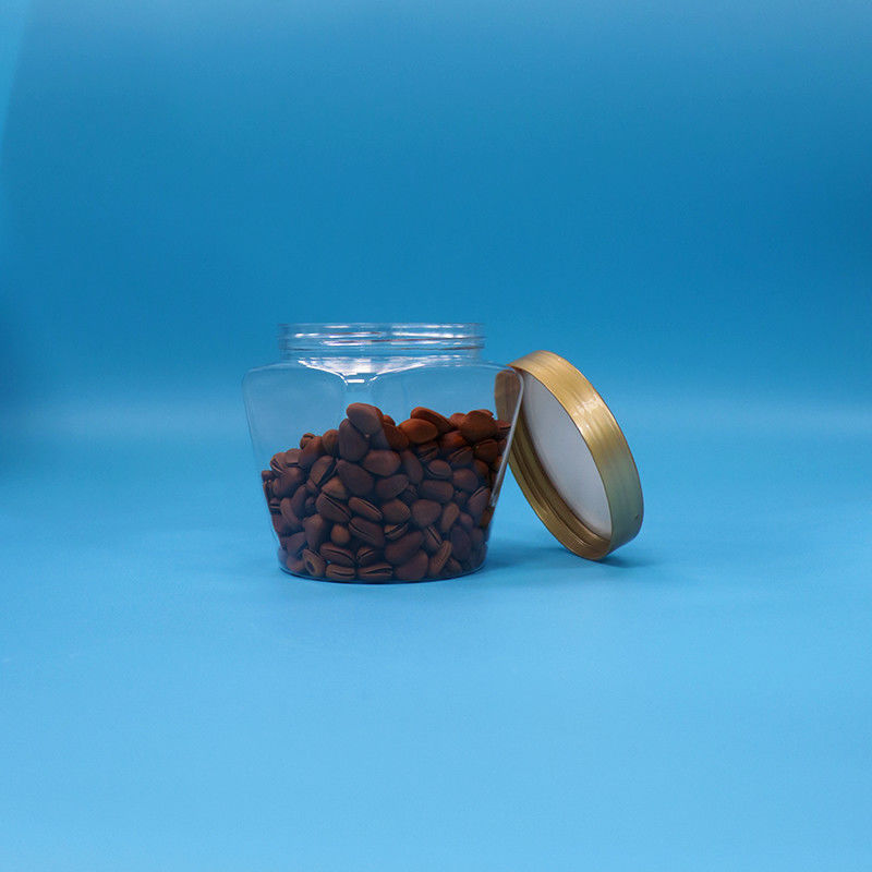 Plastique PET de qualité alimentaire Large bouche transparente biscuits bonbons bocal avec vis couvercle plat