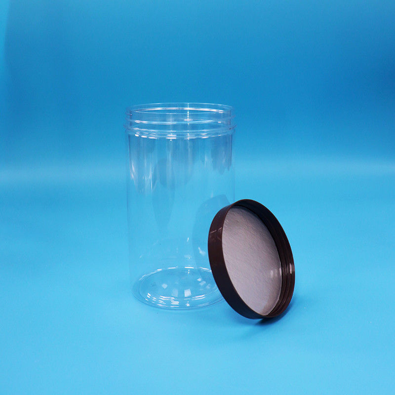 Plastique Transparent PET Snacks Alimentation Bottes de noix sucrées avec plafond à vis noir normal