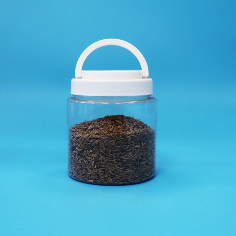 Bocaux ronds en plastique PET transparents à ouverture facile, couvercle à vis, aliments pour bébés, graines, noix, bonbons