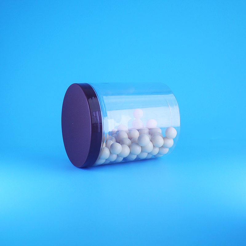 Bocaux alimentaires ronds et hauts en plastique PET transparent et hermétique pour aliments secs sucrés, avec couvercle plat à vis