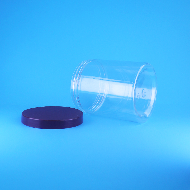 Bocal rond transparent en plastique PET à couvercle plat à vis étanche, sans BPA, design personnalisé pour fruits secs